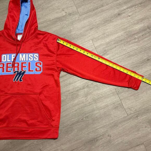 Ole Miss Rebels Hoodie Red Hanes Medium NCAA Football Pullover Sweatshirt - Picture 9 of 9